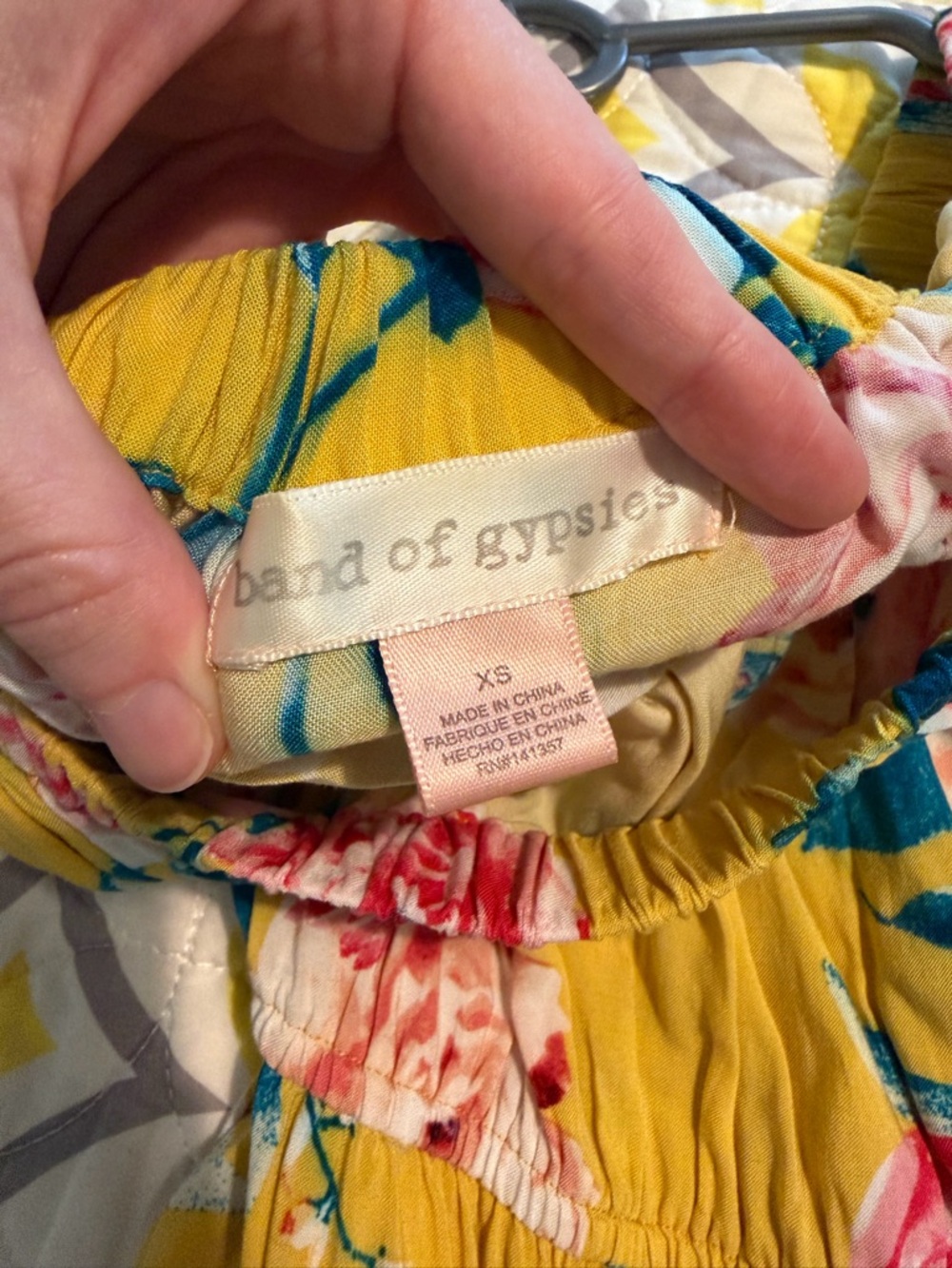 Band of Gypsies Yellow Floral Maxi Dress Off Shoulder - Picture 7 of 7